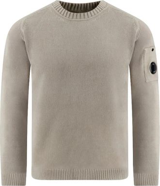 C.P. Company Cotton Chenille Crewneck Lens - Heren - Ronde hals truien - Beige - XL - Katoen - Truien & Vesten