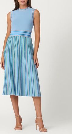 Shoshanna Maidstone Stripe Knit Crosby Dress in Sky Blue at Nordstrom, Size X-Small