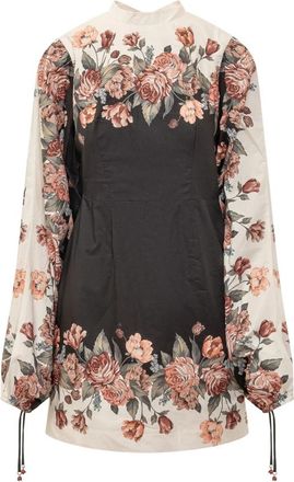Farm Rio Winterbloemen Jurk met Korte Mouwen - Dames - Korte kleedjes - Veelkleurig - M - Kleedjes
