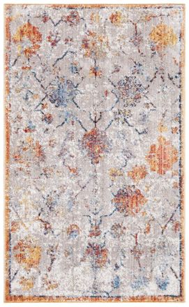 Safavieh Alfombra transicional de poli&eacute;ster gris/naranja, 122 x 183 cm