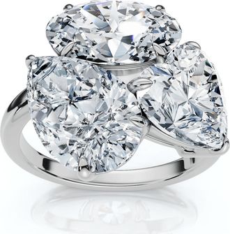 Pompeii3 Certified 6Ct Abstract 3-Stone Diamond Ring 14k White Gold Lab Grown