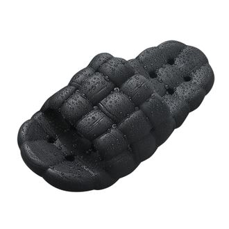 Generic 2026 Mens Slippers Men Hollow Out Quick Drying Convenient Bathroom Comfortable Flat Indoor and Outdoor Breathable (Black, 7)