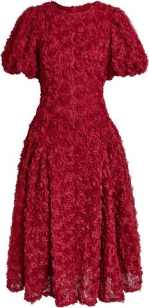 Sister Jane Carabet Floral-appliqu&eacute;d Tulle Midi Dress - Red - 10 (UK10 / S)