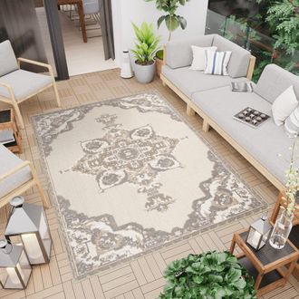 Tapiso Alfombra de exterior de polipropileno en beige y gris 120x170 cm