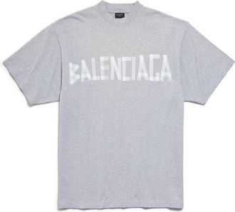 Balenciaga Unisex Taped Logo T-Shirt in Grey Cotton - Size X-Large