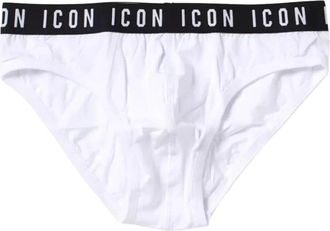 Dsquared2 Witte katoenen slips met ICON-logo - Heren - Onderbroek - Wit - S - Katoen - Ondergoed