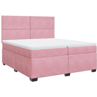 vidaXL Cama Box Spring Con Colch&oacute;n Terciopelo Rosa 200x200 Cm Vidaxl