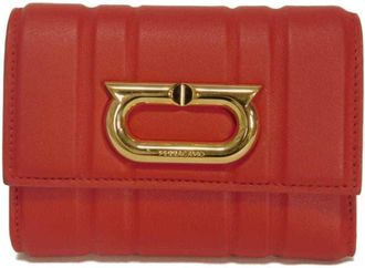 Ferragamo Red Color Leather Wallet (Tri-Fold) (Pre-Owned)