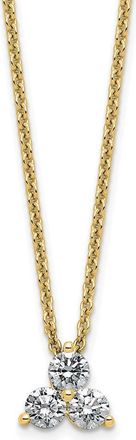 Diamond2Deal 14K Gold 3/8 Ct Lab Grown Diamond Three Stone Necklace 18 Clarity VS, Color D-E