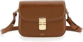 A.P.C. A. P.C. grance Brown Small Crossbody Bag Wirh Embossed Logo Lettering On The Front And Adjustable Shoulder Strap In Hammered Leather Woman