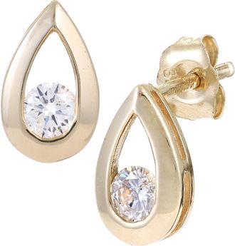 Diamant L'éternel Womens 9ct Yellow Gold Quarter Carat Diamond Tear Drop Earrings - One Size