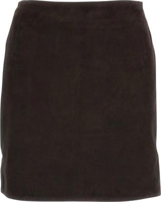 Rotate Suede Mini Rok - Dames - Leren & Su&egrave;de rokken - Bruin - S - Leer - Rokken