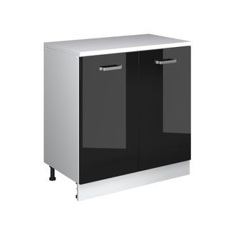 Vicco Armario De Cocina Para Techo Inclinado R-line, Negro Brillo Intenso, 80 Cm Sin Inclinaci&oacute;n Con 2 Puertas, Vicco