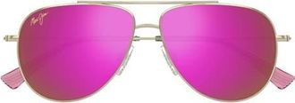Maui Jim Hauloli XS 56mm Polarized Aviator Sunglasses in Gold Pink at Nordstrom