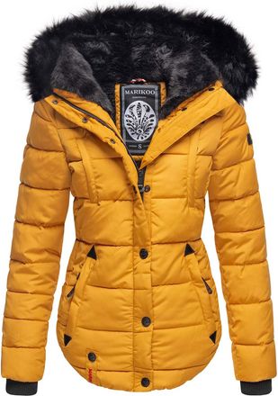 Marikoo dames winterjas Lotusblüte met teddyvoering & imitatiebontkraag