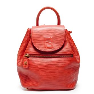 Fendi Red Color Leather Backpack (Pre-Owned)