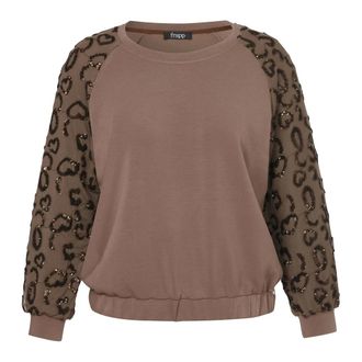 Frapp Sweatshirt met blouse-inzet - Heren - Sweatshirts & Hoodies - Bruin - Maat: M Viscose
