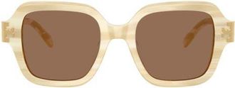 Tory Burch 51mm Polarized Square Sunglasses in Ivory Horn /Brown at Nordstrom