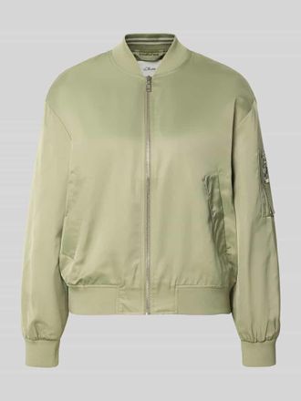s.Oliver Red Label Regular Fit Bomberjacke mit College-Kragen in Khaki, Gr&ouml;&szlig;e 32
