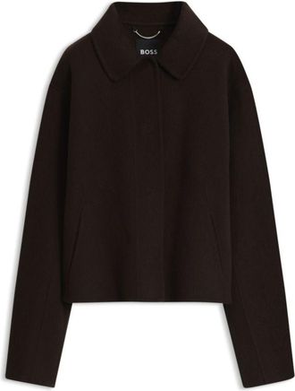 BOSS Melange wool-blend coat with a point collar