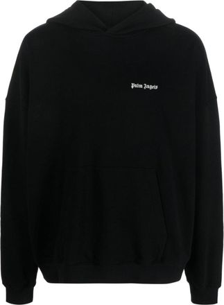 Palm Angels Black Embroidered Logo Cotton Hoodie
