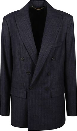 Anaii Structured Double-Breasted Blazer with Notch Lapel and Tailored Fit