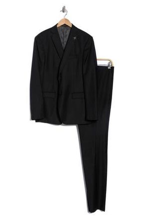 John Varvatos Windowpane Wool Suit in Black at Nordstrom Rack, Size 36 Regular