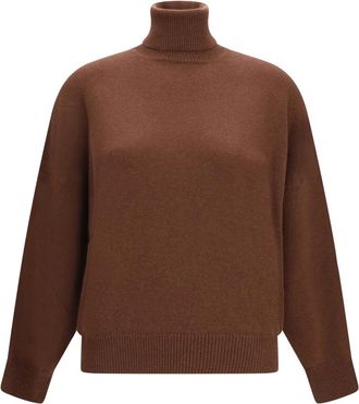 Brunello Cucinelli Maglione a collo alto in cashmere - - Knitwear - Donna - Marrone - L