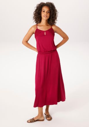 Aniston Sommerkleid ANISTON CASUAL, Damen, Gr. 36, N-Gr, bordeauxrot, Single Jersey, Obermaterial: 95% Viskose, 5% Elasthan, unifarben, figurumspielend kn&ouml;che