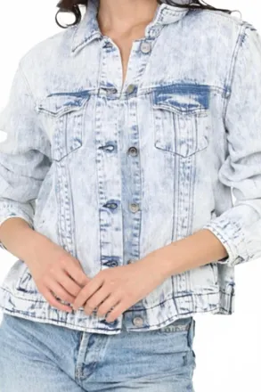 Angie Classic Cropped Jacket In Dark Denim