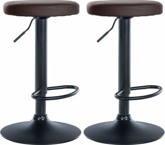 Clp Clp - Set De 2 Taburetes De Bar Ponte En Polipiel Marr&oacute;n Metal Negro Mate