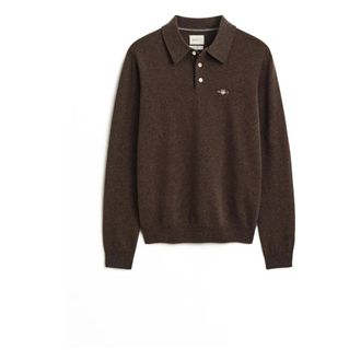 GANT Superfine Lamswol Polo - Heren - Truien - Bruin - Maat: 2XL Wol