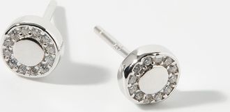 Simons Womens Small circular silver earrings
