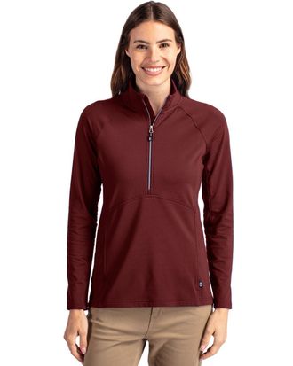 Cutter & Buck Adapt Eco Knit Stretch Recycled Womens Half Zip Pullover Jacket