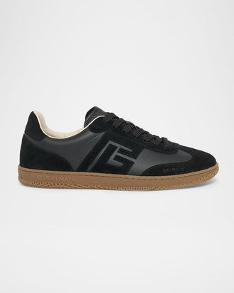 Balmain Men & apos;s Swan Leather and Suede Low-Top Sneakers