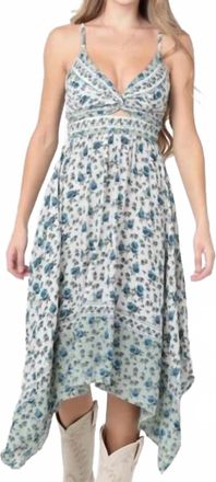 Angie Floral Twist Front Maxi Dress In Blue