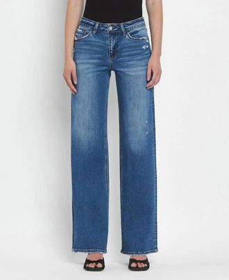 Flying Monkey Womens Mid Rise Wide Leg Jeans In Secure