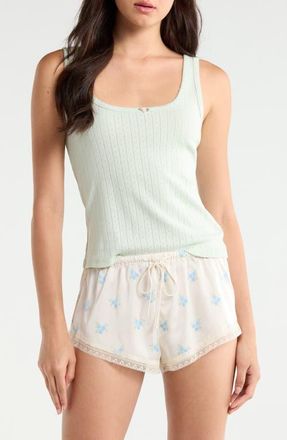 Etam Odelia Sorbet Cotton Pointelle Pajama Tank in Anise at Nordstrom, Size X-Large