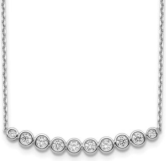 Diamond2Deal Sterling Silver 10 Stone CZ Bar Necklace 16with 2 ext