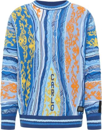 Carlo Colucci Luxe Jacquard Gebreide Trui - Heren - Ronde hals truien - Veelkleurig - 3XL - Truien & Vesten