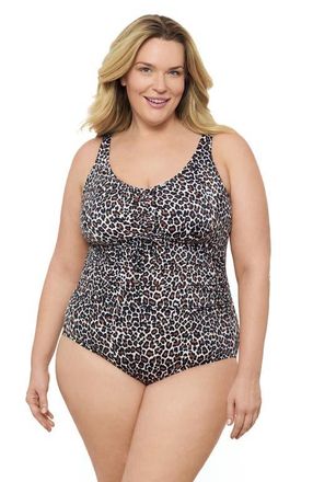 Aqua Green Plus Size Cinch V-neck Side Shirred One-Piece Swimsuit in Seeing Spots at Nordstrom, Size 1X
