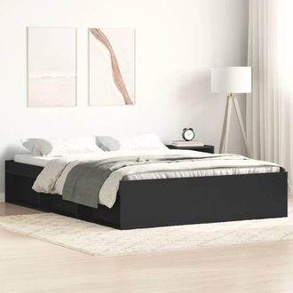 vidaXL Estructura De Cama Negra 140x200 Cm Vidaxl