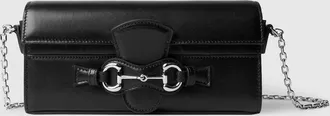 Gucci Wallet On Chain With Horsebit, Black, Leather