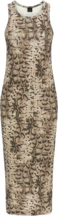 Pinko Beige Round Neck Printed Midi Dress