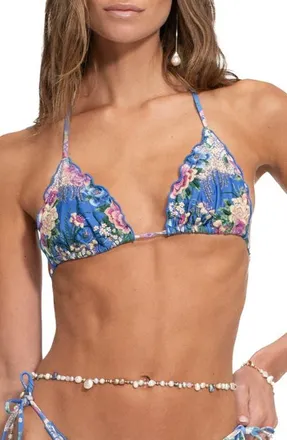 Agua Bendita Lolita Ivy Triangle Bikini Top in Blue at Nordstrom, Size X-Large