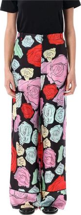 Marni Broeken, Dames, Veelkleurig, S, Zijden Twill Rozenprint Pyjamabroek