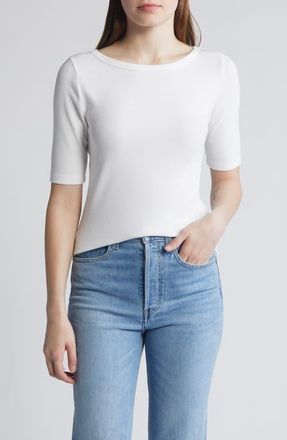 Nic+Zoe Perfect Boat Neck Rib Top in Paper White at Nordstrom, Size Xx-Large