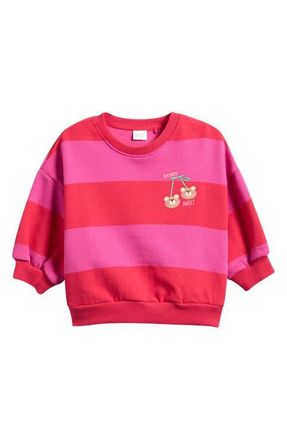 Next Kids Embroidered Stripe Cotton Blend Sweatshirt in Multi Pink at Nordstrom, Size 12-18M