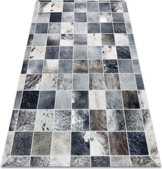 RugsX Tappeto patchwork 21716 gris - Pelle di vacchetta grey 160x230 cm