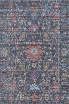Kukoon Navy Distressed Soft Washable & Liquid Repellent Living Room Area Rug in Mid Blue | Size: 240 cm x 330 cm
